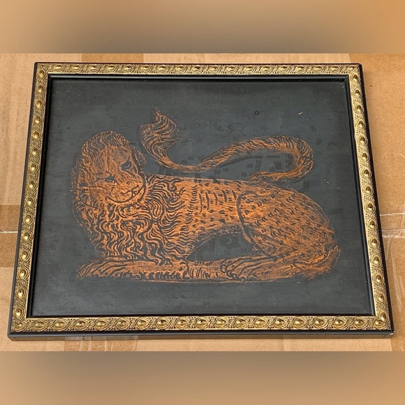 1987 Vintage Handmade Salisbury Cathedral Framed 12” x 10” Lion Brass Rubbing - Picture 11 of 16